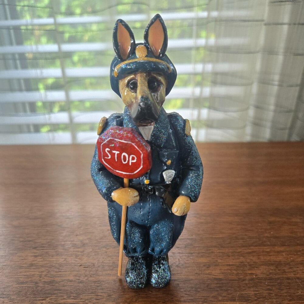 Vintage Donna Little Traffic Police Dog Figurine 6.25"